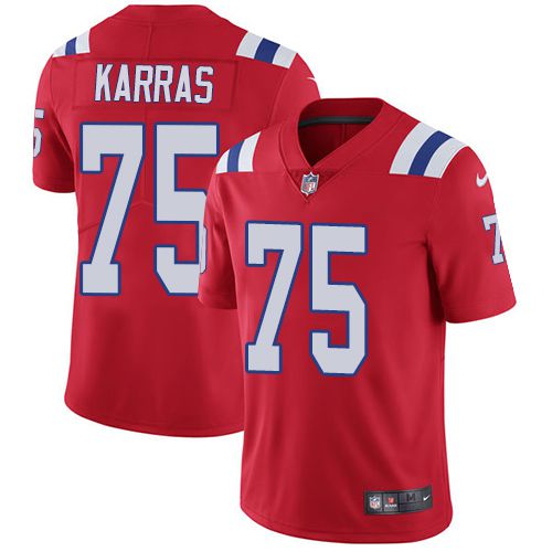 Men New England Patriots 75 Ted Karras Nike Red Limited NFL Jersey